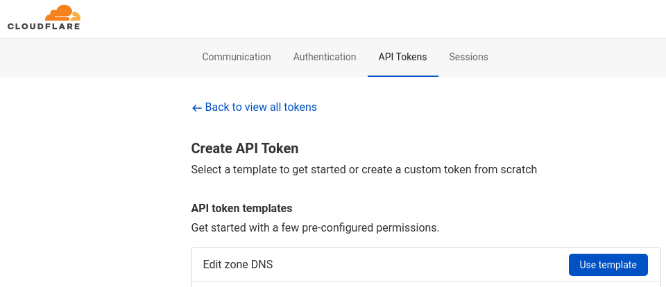 Cloudflare API Token Creation